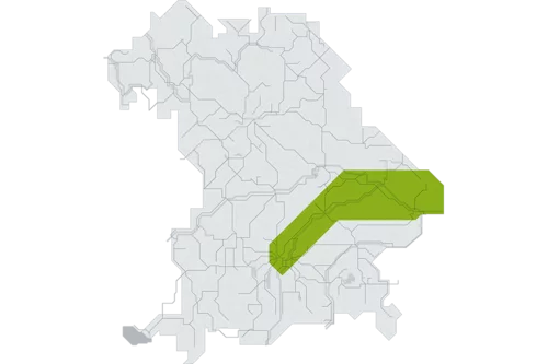 Grafik des Tarifbereichs Donau Isar in Bayern