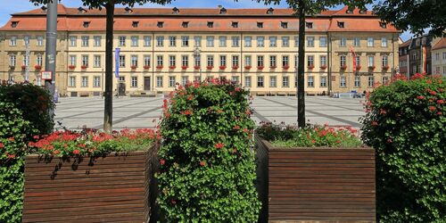 Maximiliansplatz und Neues Rathaus Bamberg, Foto: Uwe Miethe