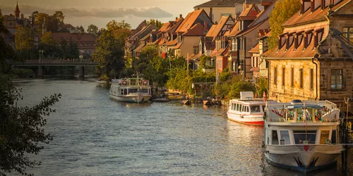 Schiffe auf der Regnitz in Bamberg