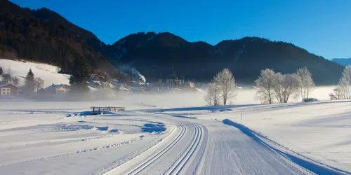 Family-friendly cross-country skiing tour in the Ammergau Alps Nature Park